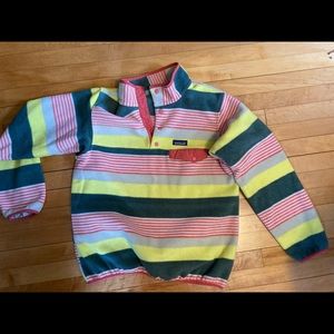 Patagonia Candy Stripes Synchilla Snap-T Fleece pull over, size large.